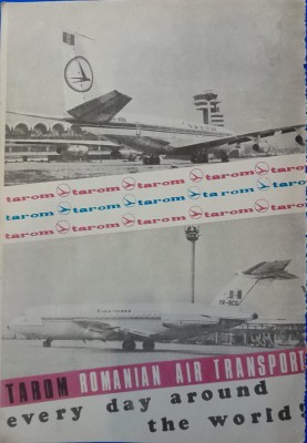 1985 Reclamă TAROM comunism 24x16 cm epoca aur transport aerian avion aeronava foto