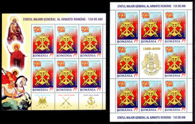 Romania 2009, LP 1849 a + 1849 c, Statul Major al Armatei, minicoli 6 + 8 ,MNH! foto
