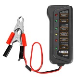 Tester baterie auto si sistem incarcare 12V cu LED NEO TOOLS