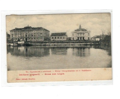 Lugoj 1909(aprox) - Gimnaziul, ilustrata circulata foto