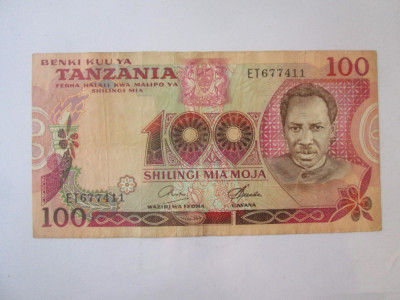 Mai rara-Tanzania 100 Shilingi 1977 in stare buna/foarte buna foto