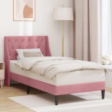 vidaXL Cadru de pat cu headboard Roz 100 x 200 cm Catifea 42027409