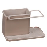 Suport organizator chiuveta pentru burete, laveta, detergent, din plastic, crem, 21x11x13 cm