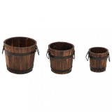 Cumpara ieftin Set de jardiniere tip galeata, 3 piese, lemn masiv de brad