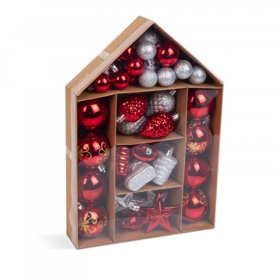 Set decoratiuni de brad - rosu / alb - 36 buc / set Best CarHome foto