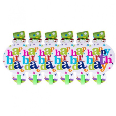 Set 6 suflatori happy birthday, flippy, pentru petrecere, tematica aniversare, 13x7.8 cm, multicolor foto