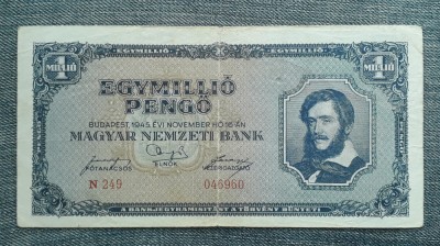 1000000 Pengo 1945 Ungaria 1 000 000 / egymillio PENGŐ / seria 046960 foto