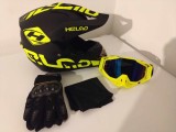 Cumpara ieftin Set Casca Moto Enduro Full Face XL (61-62cm) + Ochelari + Manusi + Cagula, ABS, Multicolor