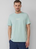 s.Oliver Tricou barbati cu imprimeu cu logo, din bumbac, Regular fit, Verde menta, S