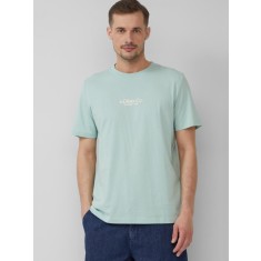 s.Oliver Tricou barbati cu imprimeu cu logo, din bumbac, Regular fit, Verde menta, S
