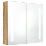 Cumpara ieftin Dulap de baie cu oglinda si LED, stejar, 62x14x60 cm