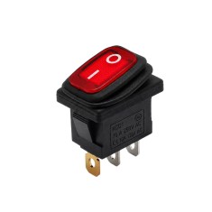 Intrerupator rocker mini basculant ON-OFF, KCD1-0111-11, 3pini, 250VAC, 10A, 19.5x13mm, LED rosu, cu retinere, IP65