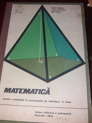 MATEMATICA PENTRU CANDIDATII LA EXAMENELE DE ADMITERE IN LICEE foto