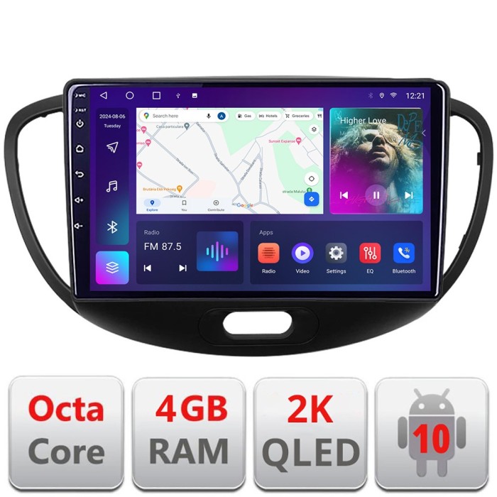 Navigatie Hyundai I10 2007-2013 Android ecran Qled 2K Octa core 4+32 KIT-i10-2007+EDT-E409-2K CarStore Technology