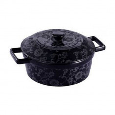 Cratita rotunda cu capac ceramica neagra Vabene 2 L, VB-6020047 foto