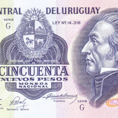 Bancnota Uruguay 50 Nuevos Pesos (1988) - P61A UNC ( serie G )