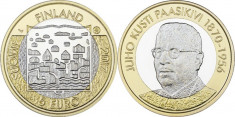 Finlanda moneda bimetal 5 euro 2017 UNC in capsula - Presedintele Juho Paasikivi foto