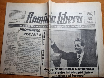 romania libera 21 iulie 1992-intrv. regele mihai,razboiul moldo-rus,transnistria foto