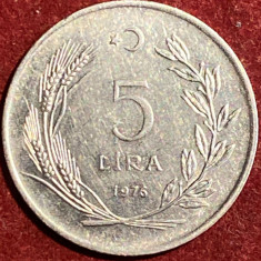 5 LIRA 1976 TURCIA,OTEL 11 g / 32,5 mm./SE VINDE MONEDA DIN IMAGINI ..