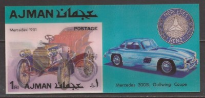 AJMAN 1972 TRANSPORT AUTOMOBILE ( colita nedantelata 3D ) MNH foto