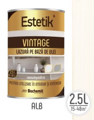 Lazura lemn Estetik Vintage 2.5l, alb, protectie UV