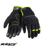 Manusi femei pentru scuter - motocicleta Urban vara Seventy model SD-C56 negru/galben fluor &ndash; degete tactile L (9 cm)