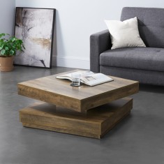 Masuta cafea Orizont cu blat rotativ culoarea lemnului [en.casa] HausGarden Leisure foto