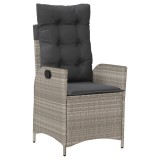 Cumpara ieftin Scaun de gradina rabatabil cu perne, gri deschis, poliratan