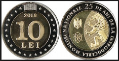 Moldova 2018 - 10 lei, comemorativa 25 ani moneda nationala foto