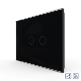 Cumpara ieftin Intrerupator dublu cap scara/cruce wireless cu touch Livolo, sticla neagra, standard italian