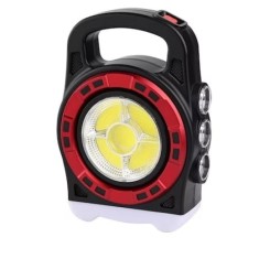 Lanterna solara, cu 3 moduri de iluminare, functie powerbank, waterproof, culoare negru/rosu