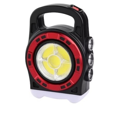 Lanterna solara, cu 3 moduri de iluminare, functie powerbank, waterproof, culoare negru/rosu foto