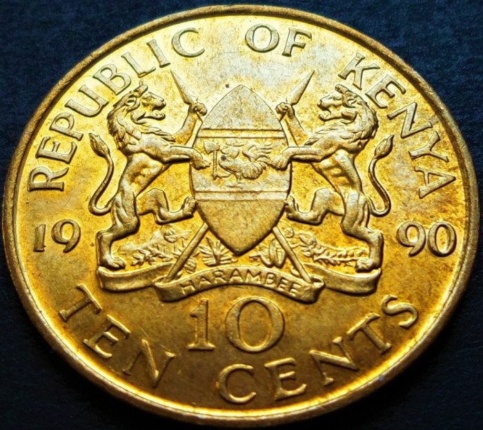 Moneda exotica 10 CENTI - KENYA, anul 1990 * cod 321 A = UNC