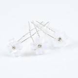 Set 3 ace coc argintii cu flori albe