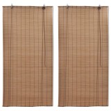 VidaXL Jaluzele din bambus tip rulou, 2 buc., maro, 120 x 220 cm