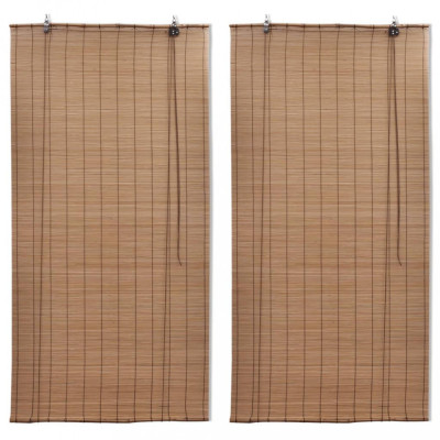 Jaluzele din bambus tip rulou, 2 buc., maro, 150 x 220 cm foto