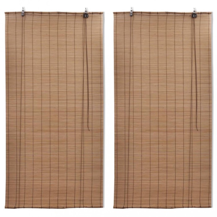 Jaluzele din bambus tip rulou, 2 buc., maro, 120 x 220 cm