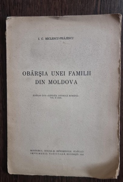 I. C. Miclescu - Obarsia unei familii din Moldova