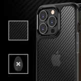 Husa pentru iPhone 14 Plus, Techsuit Carbon Fuse, Black, Negru, Silicon
