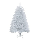Brad de craciun artificial, 120 cm, interior/exterior cu suport inclus, alb, Oem
