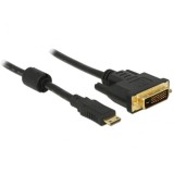 Cablu Mini-C HDMI la DVI T-T 2m Negru, Delock 83583