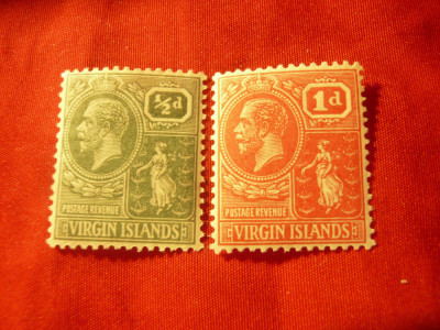 Serie I-le Virgine Britanice ,George V 1921 ,1/2p orange si 1p rosu ,wz4 ,sarn. foto