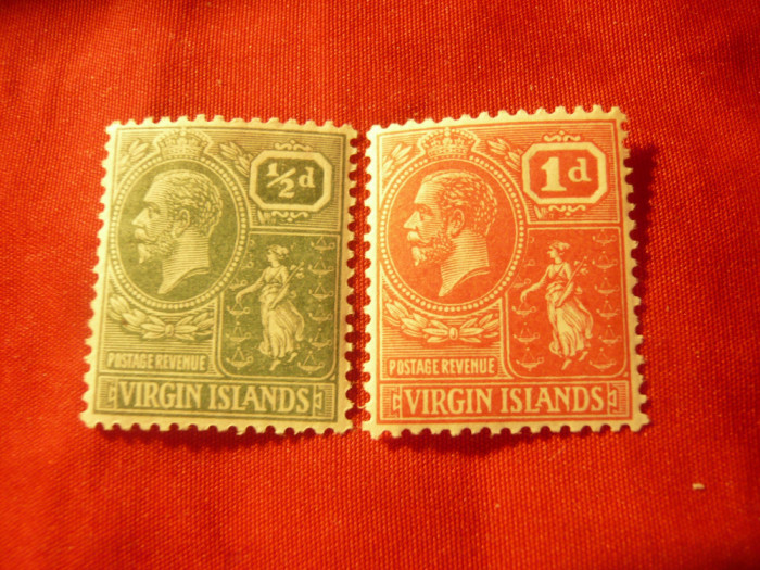 Serie I-le Virgine Britanice ,George V 1921 ,1/2p orange si 1p rosu ,wz4 ,sarn.