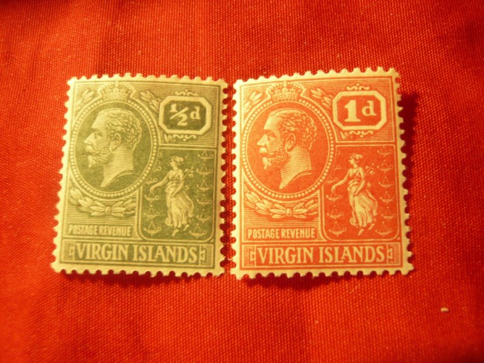 Serie I-le Virgine Britanice ,George V 1921 ,1/2p orange si 1p rosu ,wz4 ,sarn.