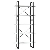Cumpara ieftin Biblioteca cu 5 rafturi, alb, 80x30x175 cm, lemn masiv de pin