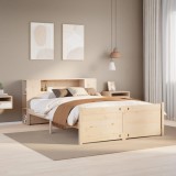 Cumpara ieftin Pat cu bibliotecă fără saltea, 140x190 cm, lemn masiv de pin