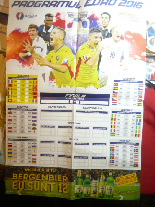 Program- Afis- Euro 2016 Ed. de Gazeta Sporturilor Dim.= 39,6x57,5cm