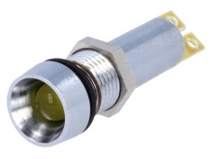 Lampa LED de Control Galbenă 24VDC &Oslash;8,4mm IP67 Alamă