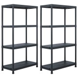 Cumpara ieftin Rafturi de depozitare, 2 buc. negru, 60 x 30 x 138 cm plastic