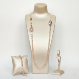 Cumpara ieftin Set Bijuterii Perle Cultură Roz Argint 925 Placat Aur Roz: Colier, Brățară, Cercei - Fantasy Made in Italy